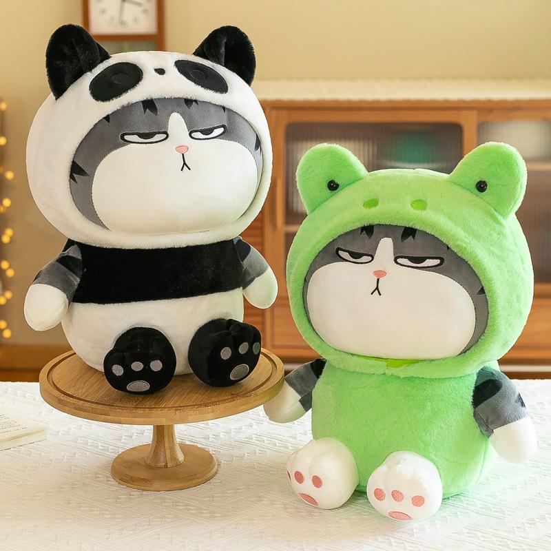 

Green Cat Plush Doll Pillow - Children s Sleeping Toy & Birthday Gift 23cm/0.15kg [No footprints on the soles] рожевий