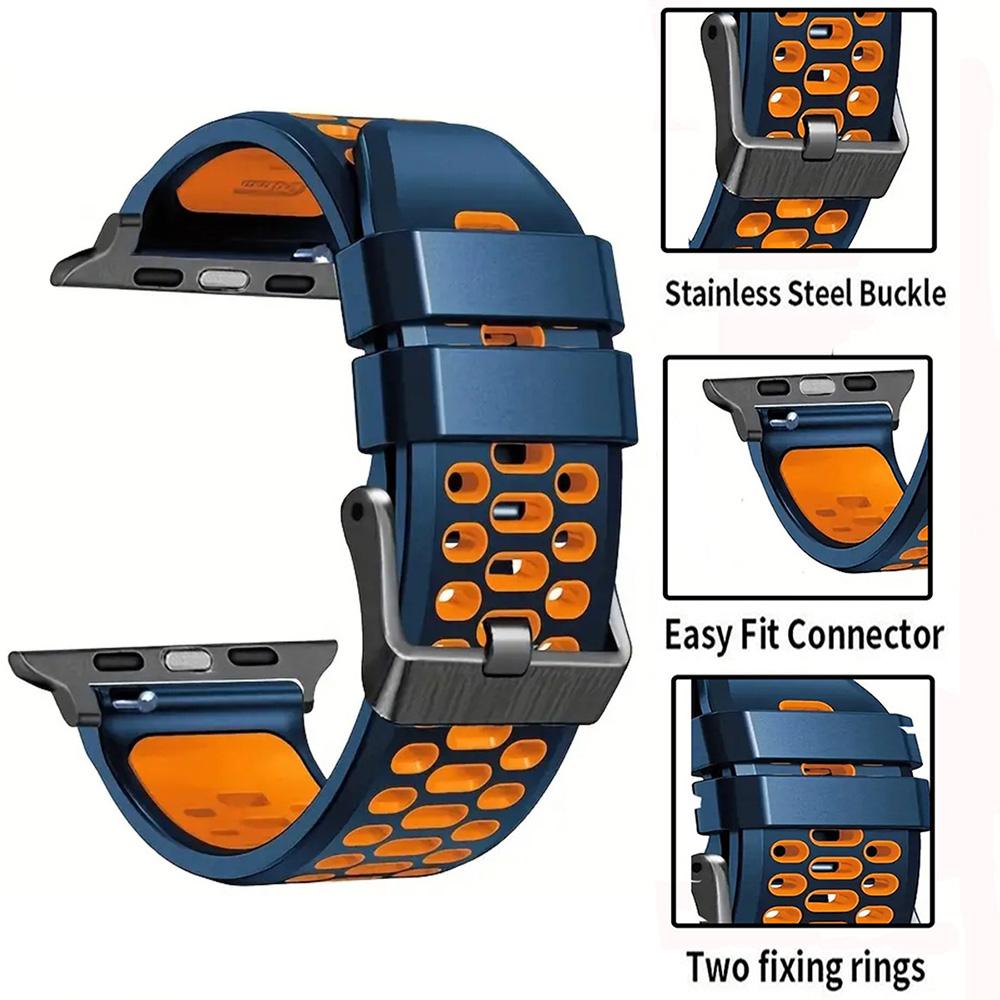 Silicone Watch Band Strap Compatible with Apple Watch Series 10 SE Ultra 2 Bracelet 49mm 46MM 45MM 44MM 42mm Wristband Accessory