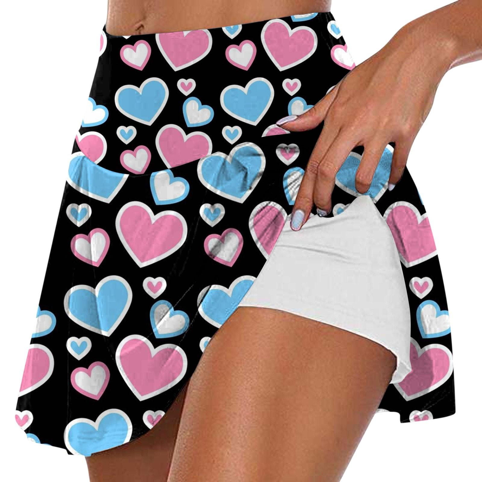 

Женская мода с принтом на День Святого Валентина, повседневная спортивная фитнес-беговая йога, теннисная юбка, плиссированная короткая юбка, шорты, полуюбка XXL небесно-голубой