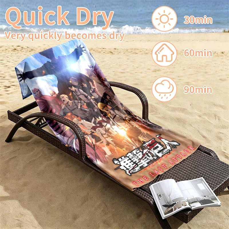 Attack on Titan Beach towels also serve as bath towels summer essential a musthave for the outdoors the beach and the pool