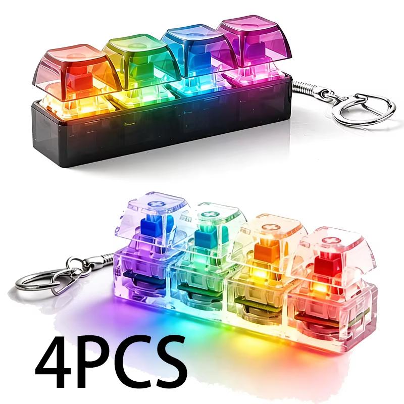 FTCY 4 Tasten Mechanische Tastatur Schlüsselanhänger Fidget Spielzeug Mit Lichtern Für Erwachsene Zur Stressbewältigung Dekompression Beruhigendes Zubehör
