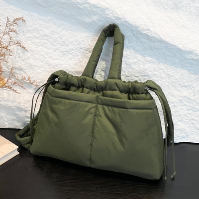 Bag Women'S Fashion Large Capacity Lightweight Soft Padded Cotton Shoulder Nylon Bag Cloth Drawstring Tote Bag Women