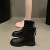 Simple Black British Style Platform Martin Boots Women's 2025 New Autumn and Winter Popular Thick Heel Casual Thin Short Boots
