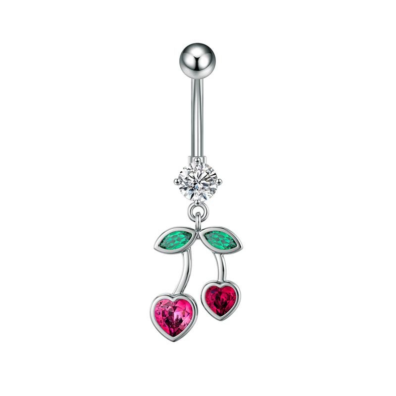 Heart Flower Long Pendant Belly Button Ring For Women Girls Body Piercing Belly Ring Stainless Steel Belly Button Ring