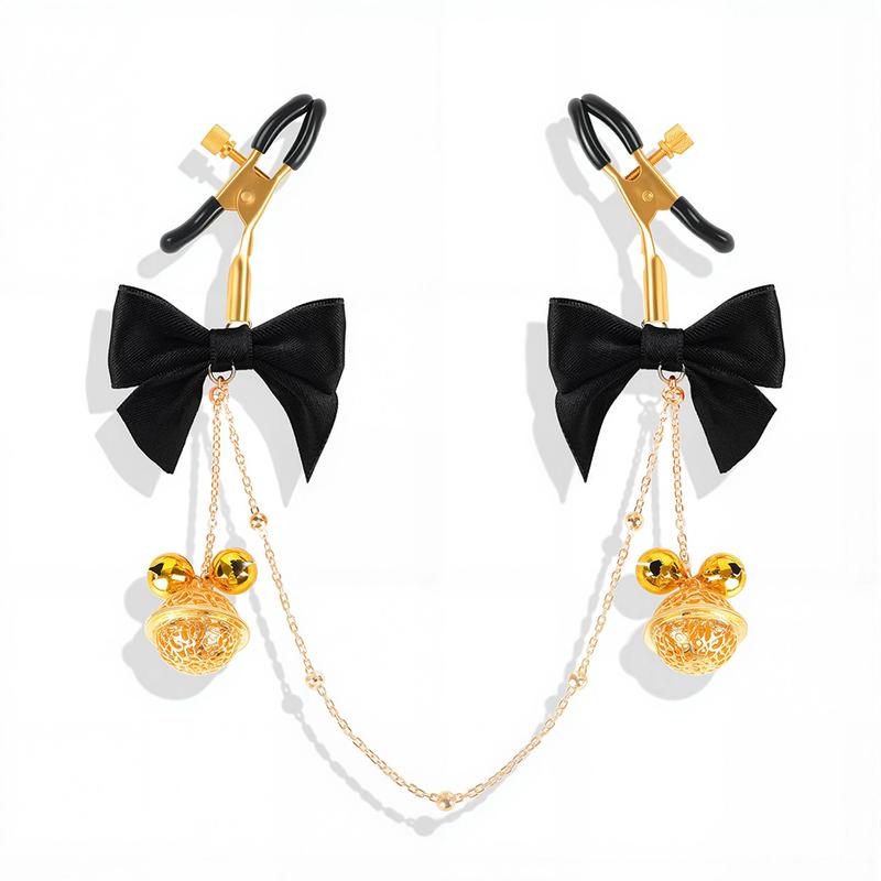 Classical Golden Bell Nipple Clamps BDSM Metal Chain & Bow Nipple Restraints Adult Flirting Toys SM Games Toys For Couples