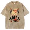 Cool Angel Demon Sheep T Shirts Unisex Washed Tees Men Women Short Sleeve T-shirts Cotton Streetwear T Shirts