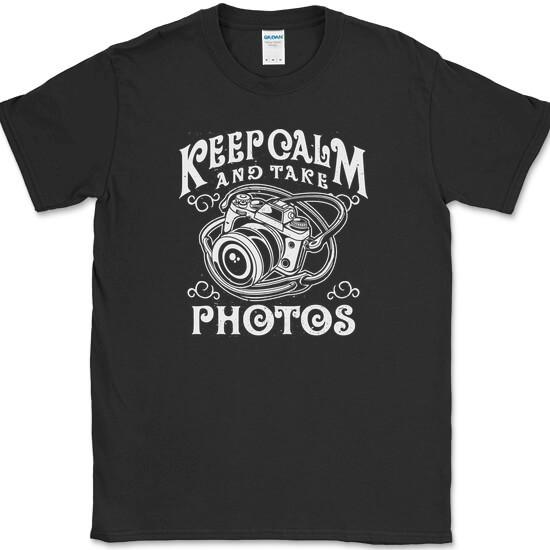 Keep Calm and Take Photos T-Shirt Photography Shooting Picture Hobby Funny Tee L