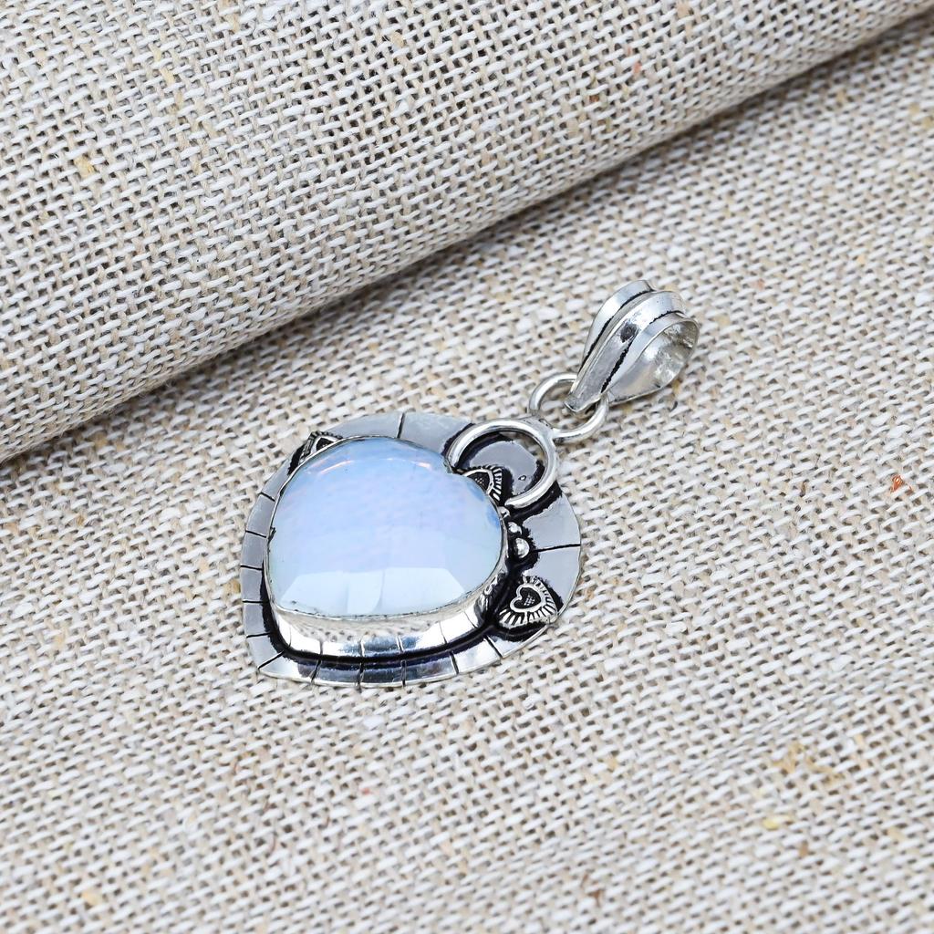 Milky Opal Gemstone Jewelry Handmade 925 Sterling Silver Pendant For Wedding Gift