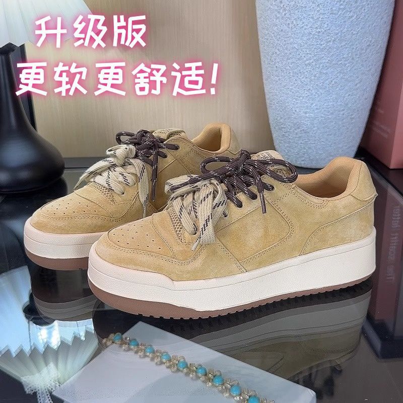 

Женские кроссовки на толстой подошве 2025 весна новые увеличивающие рост ретро немецкие тренировочные кроссовки маленькие белые кроссовки универсальные модные повседневные спортивные кроссовки 40 жёлтый