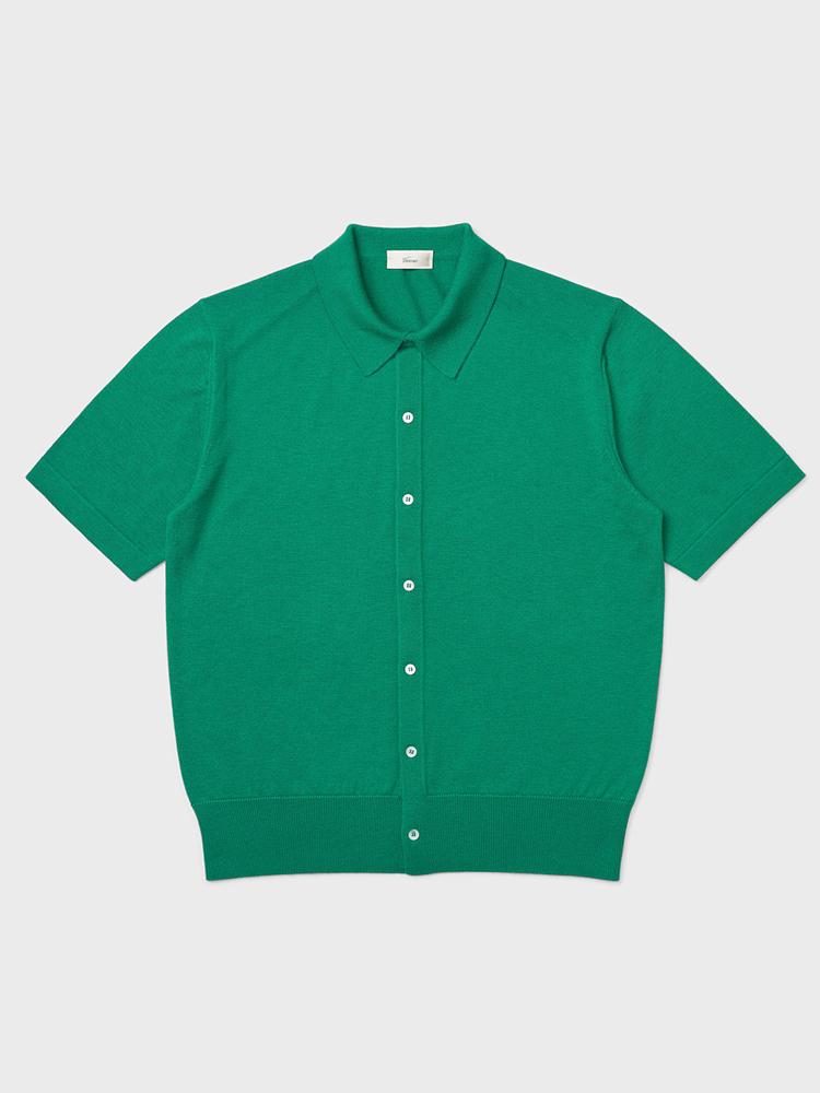 Berno 24Ss Essential Collar Cardigan Green L