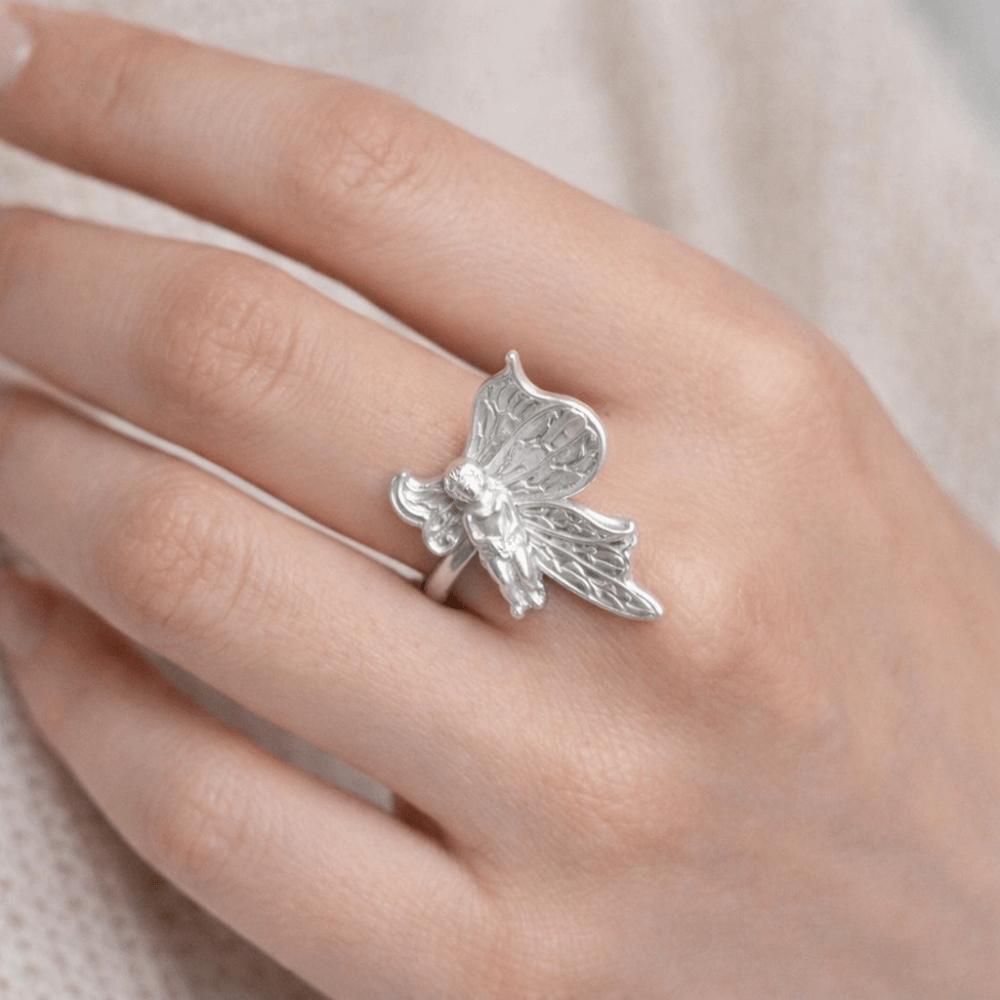 Creative Retro Wing Ring Cute Geometric Irregular Ring Unique Jewelry Accessories Opening Ring Gift