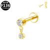 G23 Titanium Cartilage Stud with Zircon Chain and Lightning-Inlaid Titanium Lip Stud.