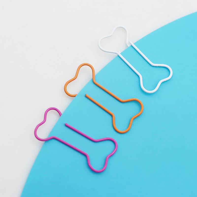 Multi-Color Dog Bone Paper Clips - Metal Binder Clips for Office Organization