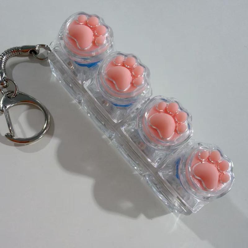 Cute Cat Claw Silicone Keyboard Button Fidget Toy Transparent Crystal Keycap Keychain Portable Anti-Stress Finger Relax Decompre