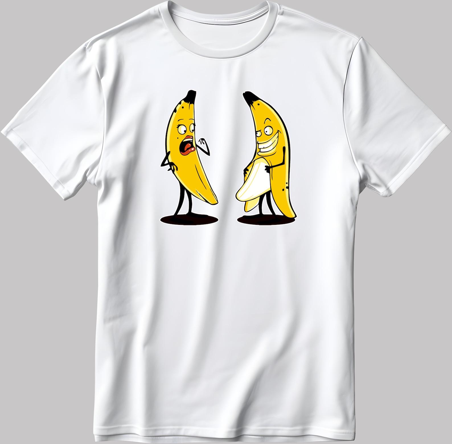 Funny Banana Stripper Naked Banana Short Sleeve White-Black Men s / Women s T-Shirt F041 XL