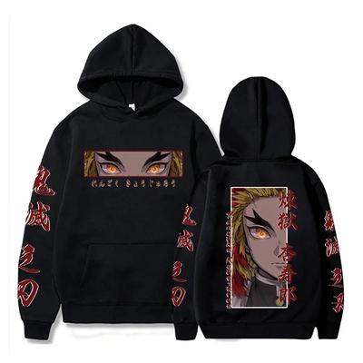 Hot Anime Demon Slayer Hooded Rengoku Kyoujurou Eyes Graphic Print Autumn Winter Men Women Casual Sweatshirt Plus Size Hoodie