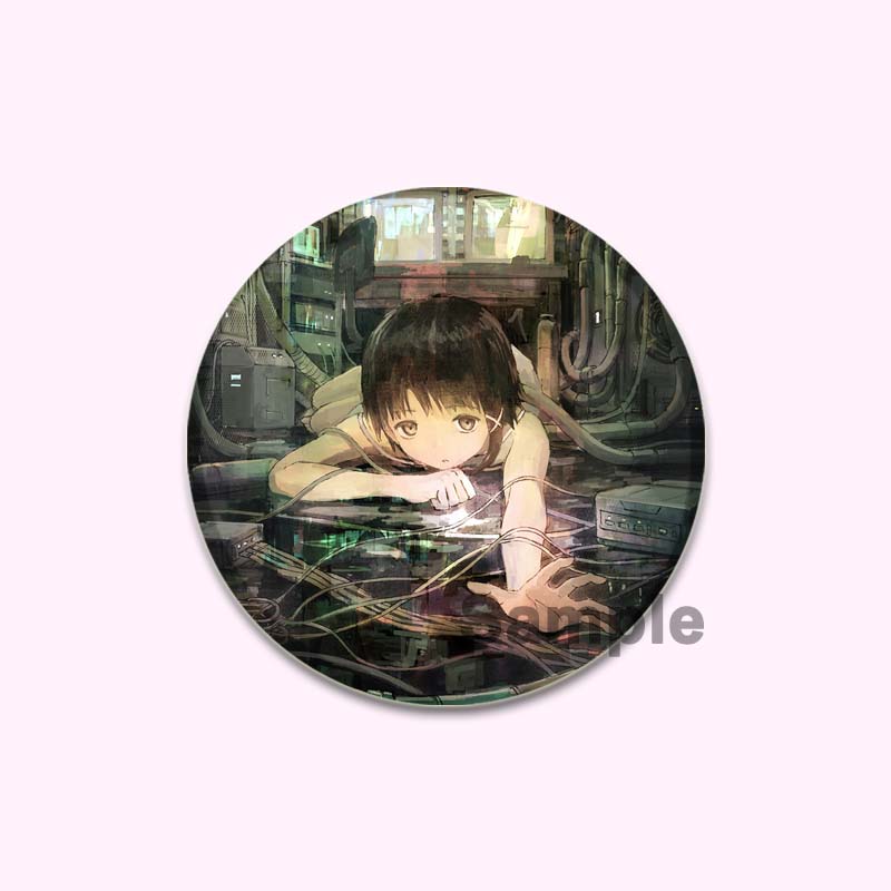 Anime Serial Experiments Lain 32/44/58mm Simple Button Pin Snap In Design Cartoon Brooches Daily Stylish Ornament Handmade Badge