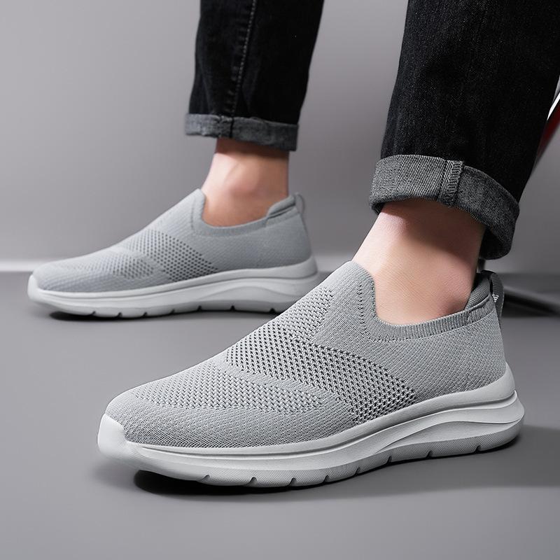 Large size men's shoes fly-woven mesh sports casual shoes overalls lazy socks shoes couple lightweight running shoes men