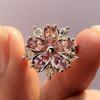 Cherry blossom pink zircon diamond flower ring simple niche creative design ring
