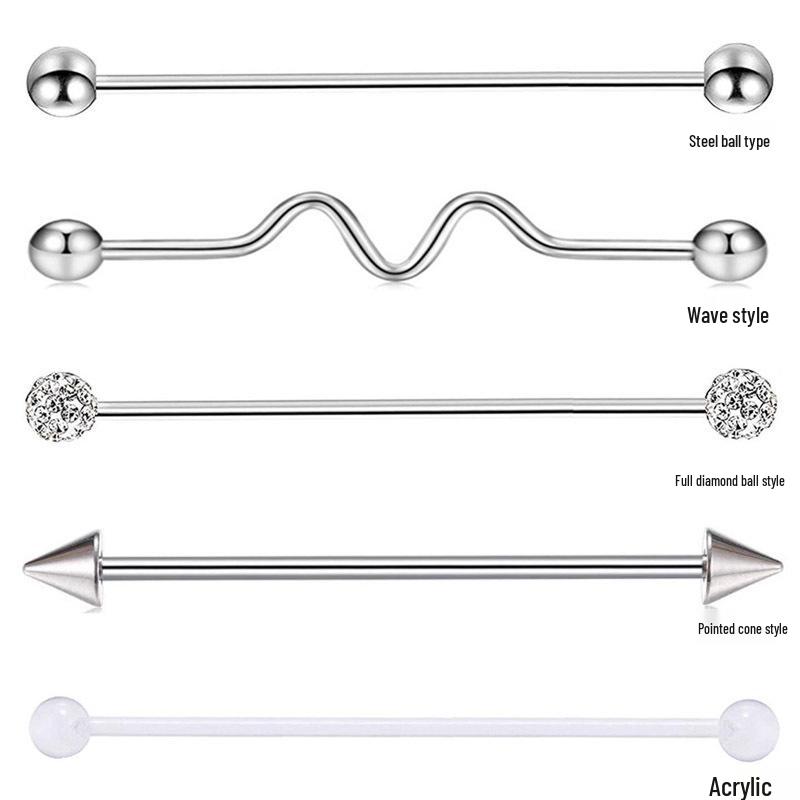 Industrielle Edelstahl-Barbell-Stecker - Horizontale Ohrstecker für Doppelpiercing