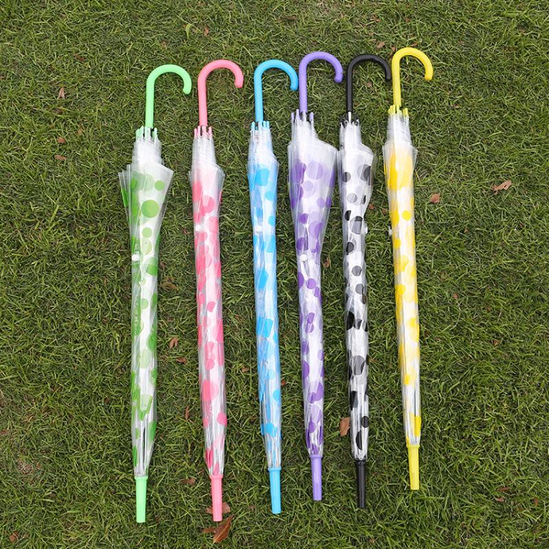 Creative Long Handle Transparent Umbrella with Colorful Straight Rod - Automatic Open, Ideal for Advertising Gifts