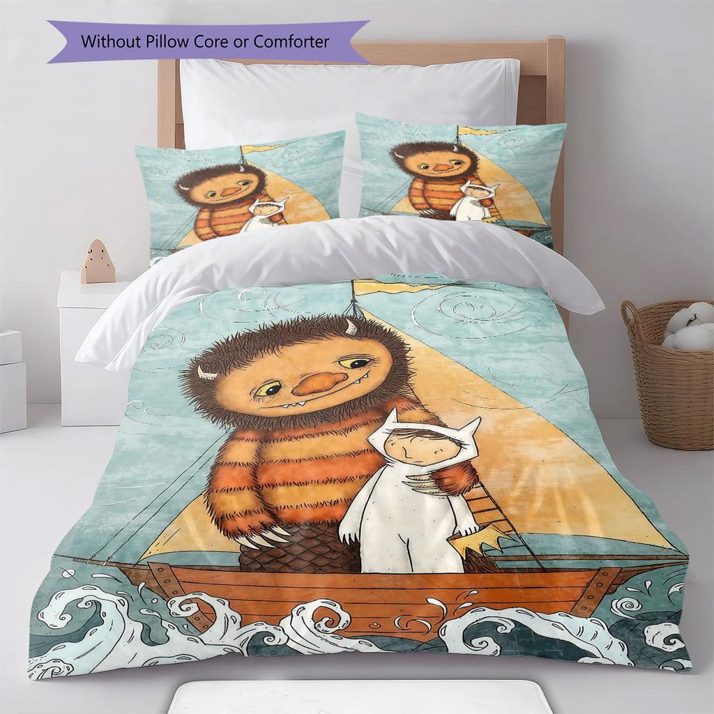 Where the Wild Things Are Pattern Bedding,Quilt Set Quilt Cover Pillowcase Home Birthday Gift(1 * duvet cover + 2 * pillowcase, without core)