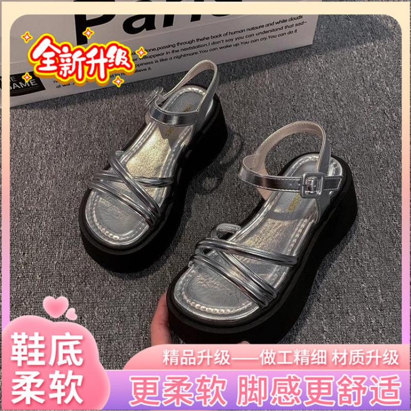 High-heeled sandals women's 2025 summer new thick-soled heightening fashionable versatile skirt Roman temperament sandals open-toe