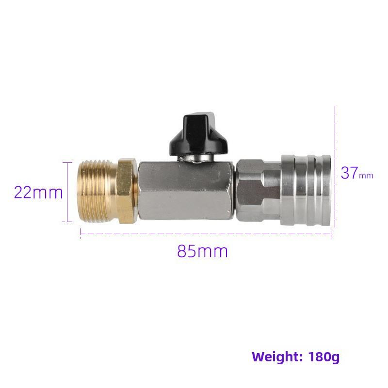High Pressure Washer Ball Valve Kit 1/4" Quick Connector and M22/14mm for Power Washer Hose Switch on/off