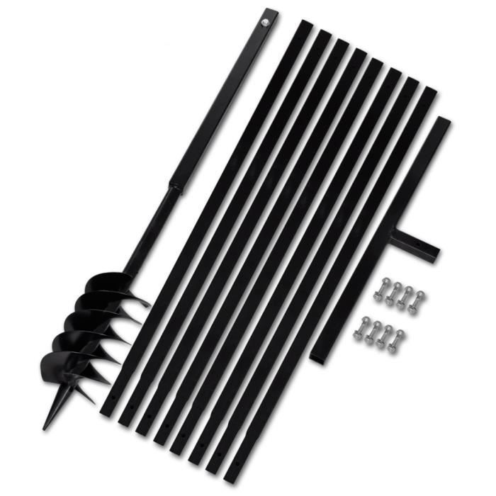 VidaXL Soil Auger with Handle 120 Mm and 9 M Extension Tube Steel