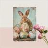 Lapin de Pâques Vintage Œufs Floraux Panneau Métallique Boîte en Fer Art Mural Rustique Décoration de Maison