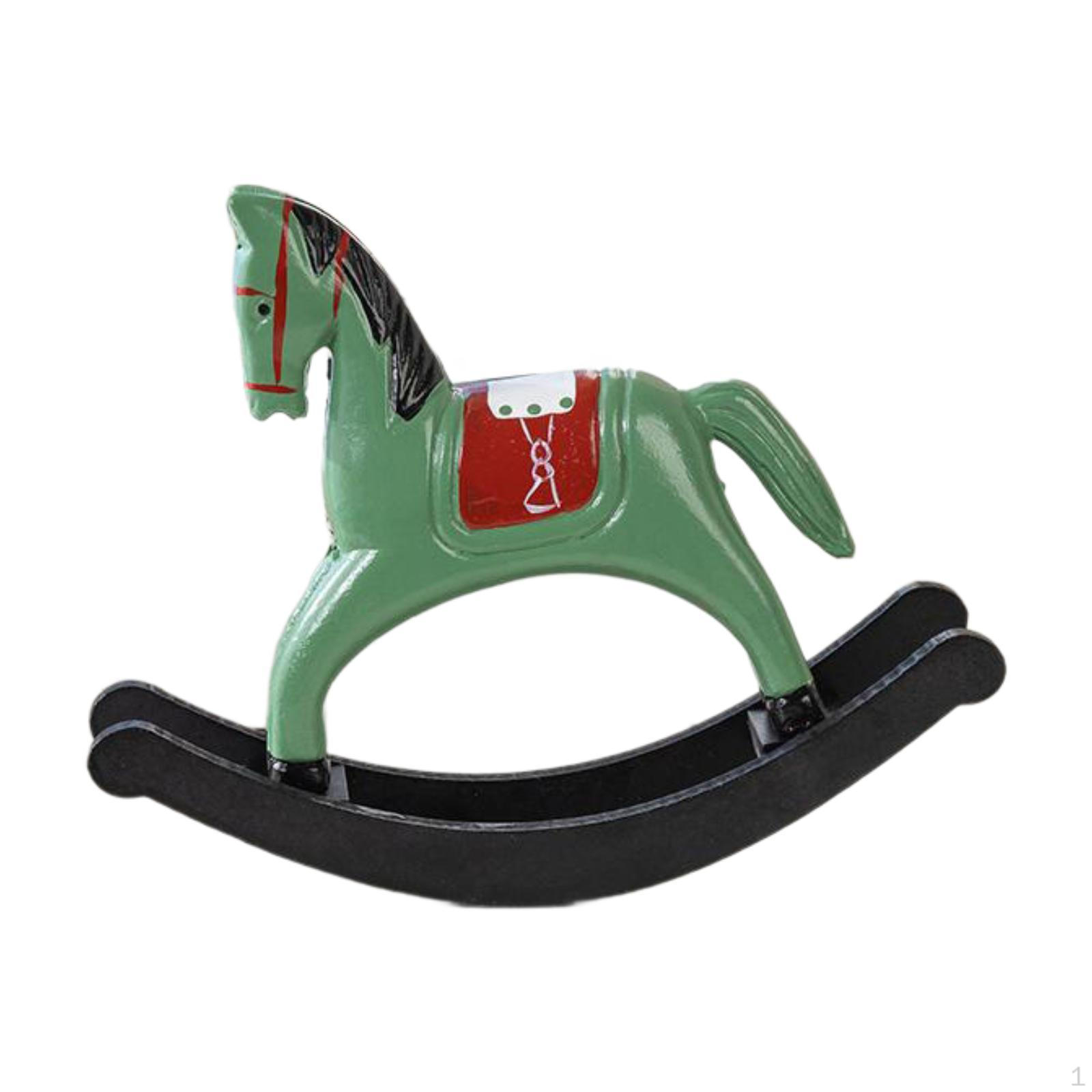

Многофункциональная декоративная статуэтка лошадки-качалки в деревенском стиле, деревянная фигурка для центрального элемента, зелёный