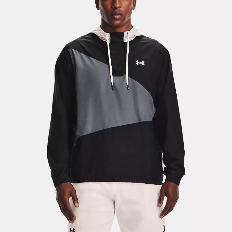 Under Armour Crest Anorak Casual Woven Color Block Training Jacket Men Jackets Black 1361614-001