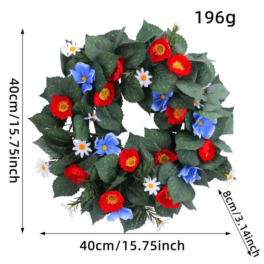 

Red Day Independence Blue Small Flower Wreath Window Door Wall Decor Hanging