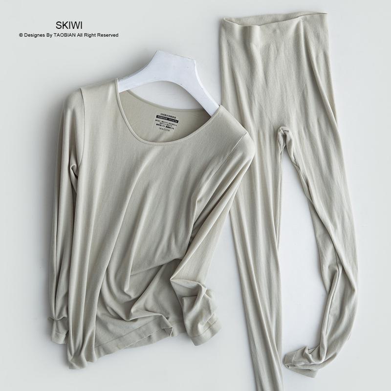 Women's Seamless Down Silk Thermal Underwear Set - Thin Suit for Autumn/Winter