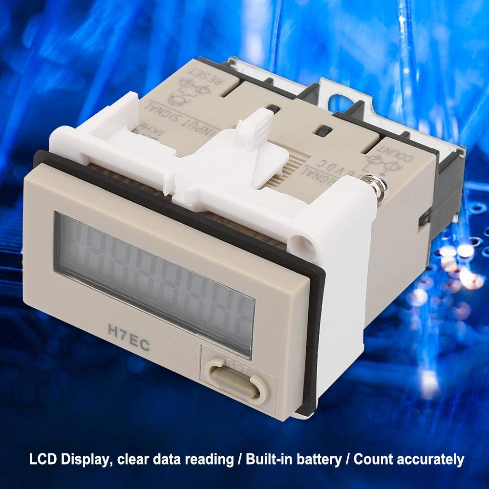 DC 3-36V H7EC-NV LED Digital Counter Meter, 8-Digit LCD Display, 0-99999999 Count Range with Holder, Digital Electric Counter Totalizer