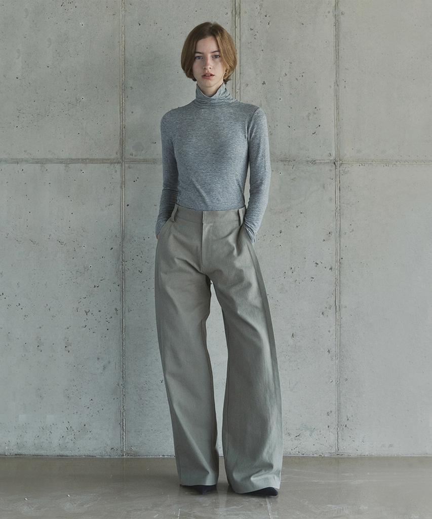 IHR Side Tuck Cotton Pants / Khaki
