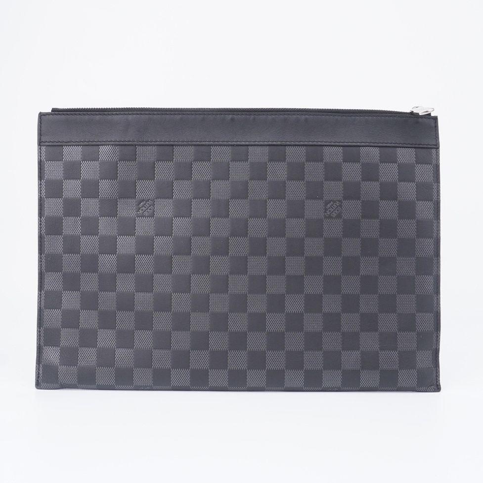[Pre-Owned] Classic Solid Color Design Leather Handbag Clutch Large Size - Excellent #1N6Y346