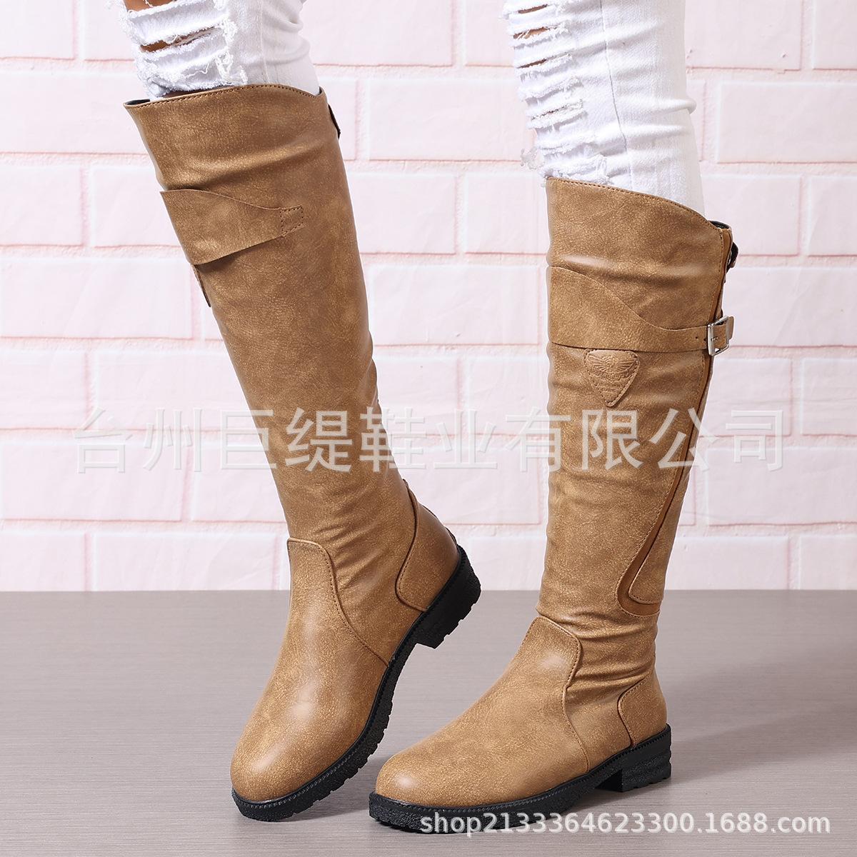 

New foreign trade boots 2021 winter wish Amazon independent station European and American foreign trade flat bottom large size women s leather boots 35 жовтий