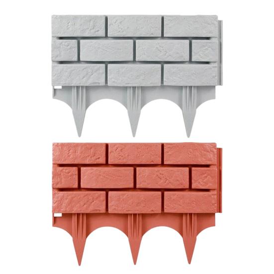 Plastic Garden Retaining Fence Brick Look Edging Border Outdoor Landscape Edging Fence Decorative Picket Panel for Flower Beds Paths Lawns Yard