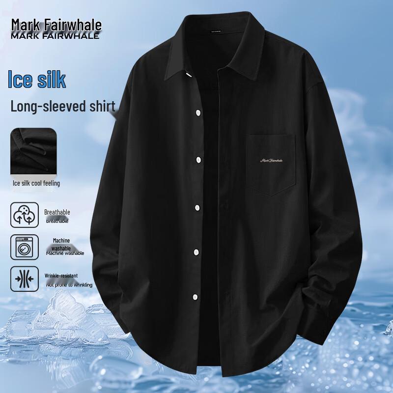 Mark Fairwhale Men's Ice Silk Lapel Long-Sleeve Shirt