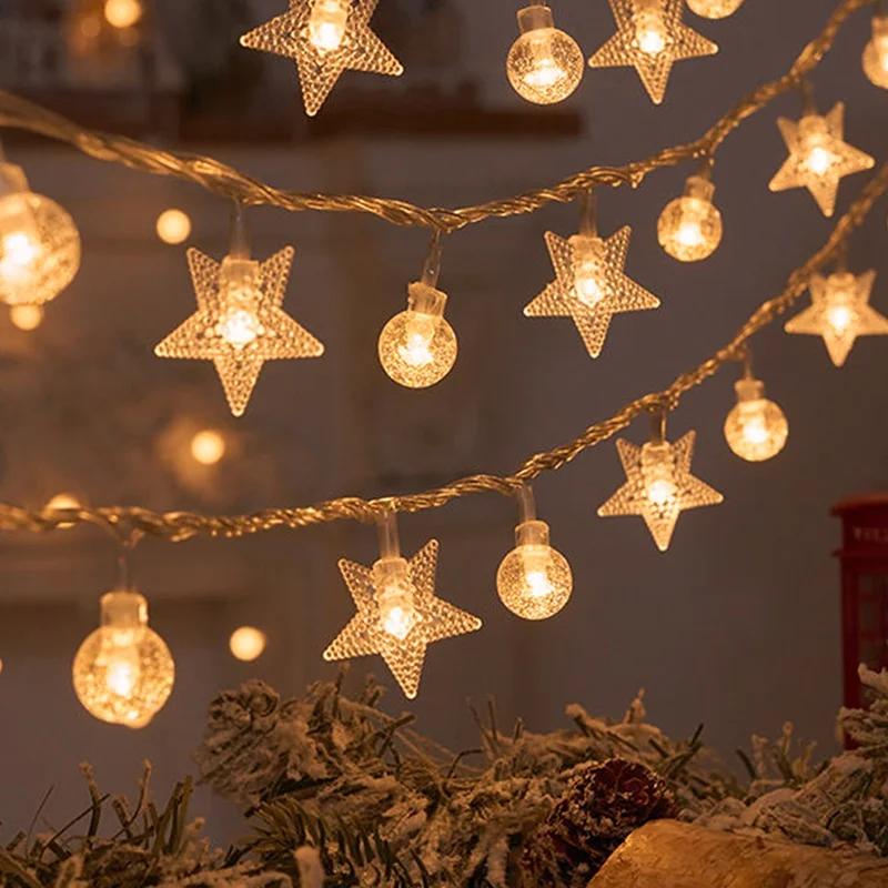 LED Snowflake Light Garland Battery-operated Fairy Light Star Garland Birthday Decoration Party Holiday Strar Fairy Lights 1.5M