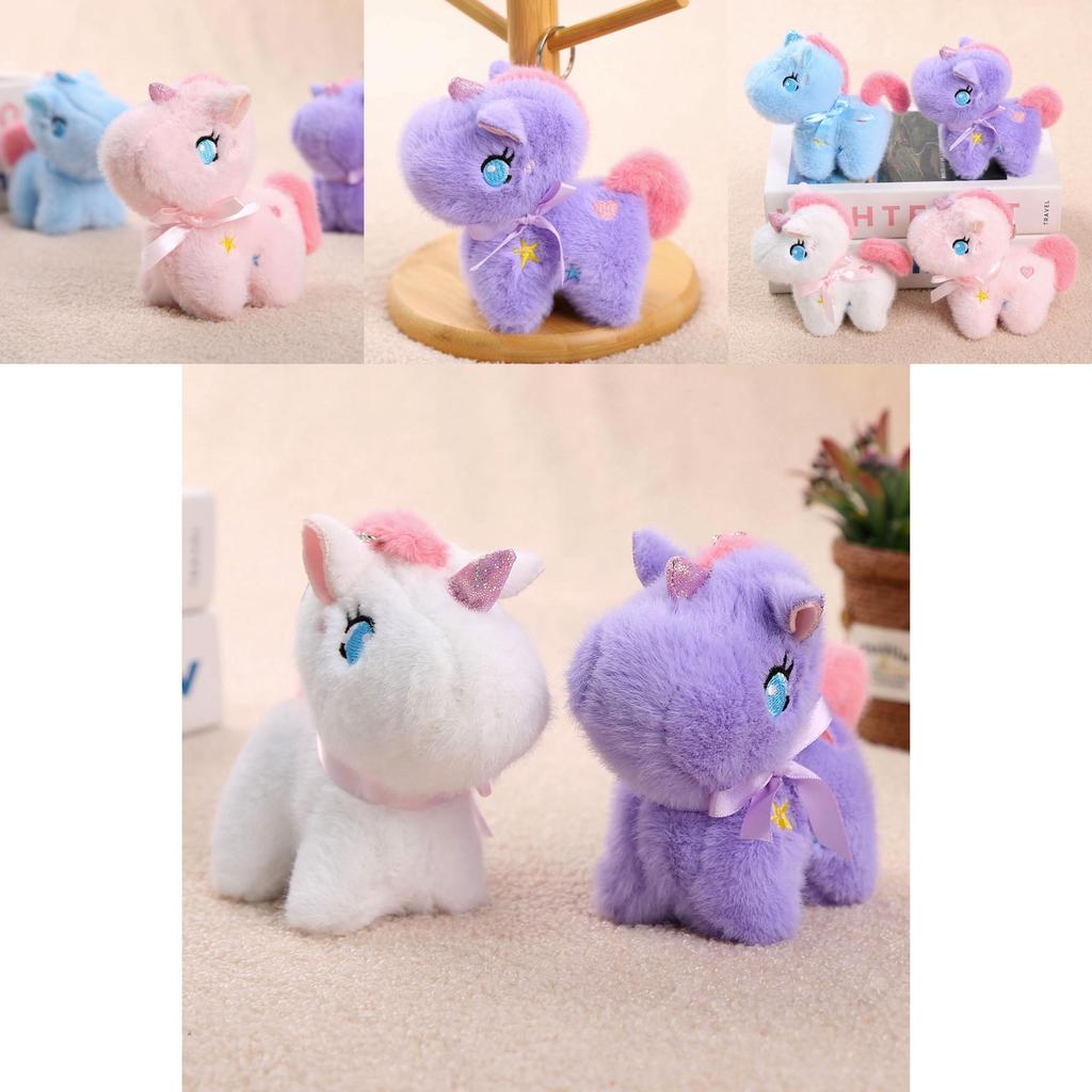 Unicorn Plush Toy Keychain Animal Figurine Soft Stuffed Doll For Girls Gifts