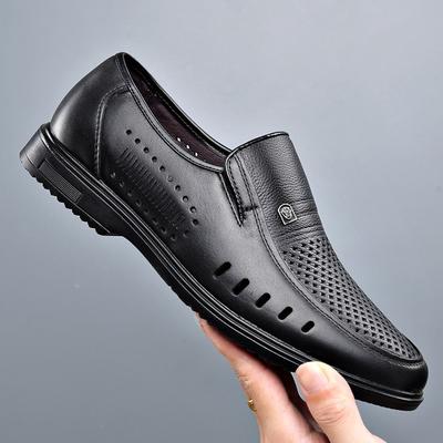 2024 Men Summer Loafers Genuine Leather Soft Man Casual Slip-on Cutout Footwear Tenis Masculino Shoes for Men Non-slip Sandalias