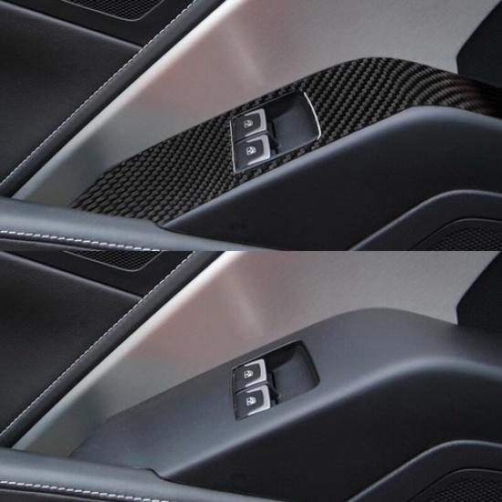 3pcs Carbon Fiber Inner Window Lift Switch Frame Cover For Corvette C7 14-19