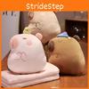 Plush Cartoon Capybara Toy Pillow Blanket Combo Convenient Multi Functional Doll