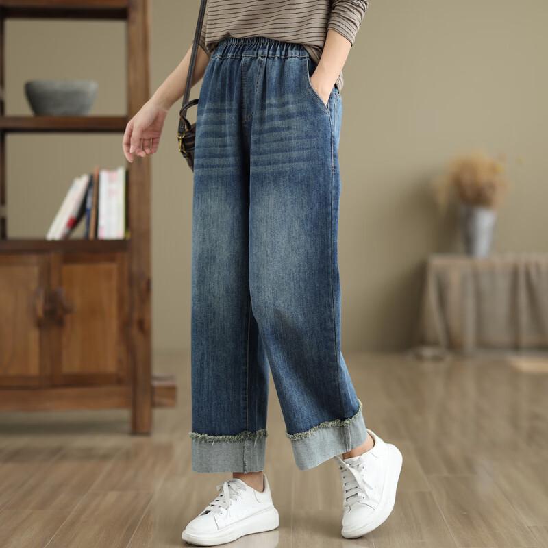 LangSha Women's Loose Straight Wide-Leg Denim Jeans