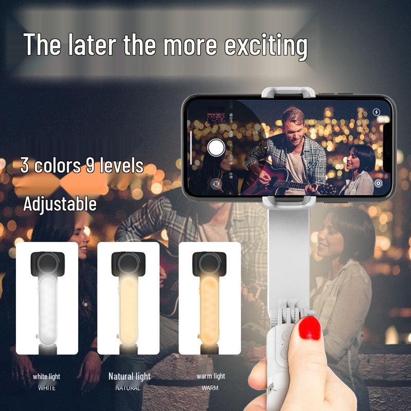 L09 Bluetooth Selfie Stick: Handheld Stabilizer with Fill Light, Anti-Shake Vlog Gimbal, Single-Axis Mini Steady Cam