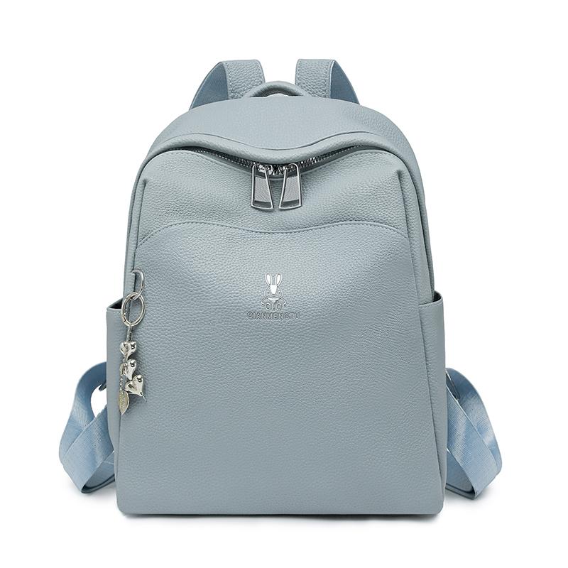 Женский однотонный рюкзак большой вместимости студенческая школьная сумка синий