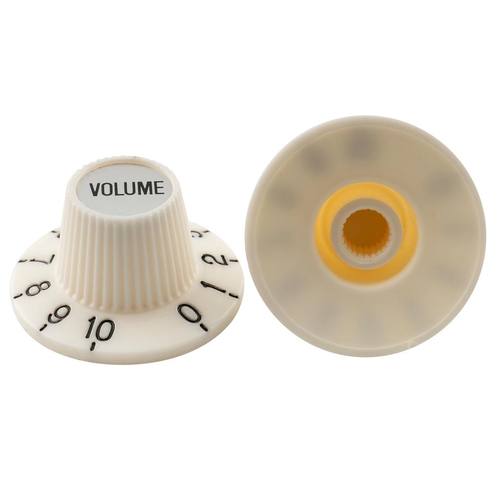 Musiclily Pro Top Hat Knob Sombrero Knob Inch Standard Volume Tone Electric Amp Aged White Guitar/Bass Effector, (2VOL.+2TONE Set)