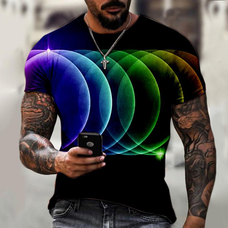 Colorful Bubble Round Neck Short Sleeve T-shirt 3D Digital Printed Summer Top Short Sleeve Shirt